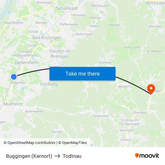 Buggingen (Kernort) to Todtnau map