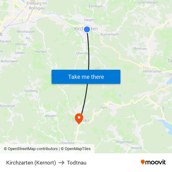 Kirchzarten (Kernort) to Todtnau map