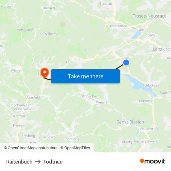 Raitenbuch to Todtnau map