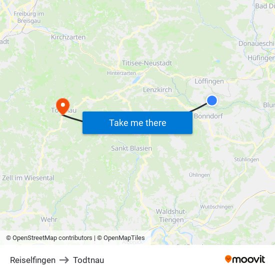 Reiselfingen to Todtnau map