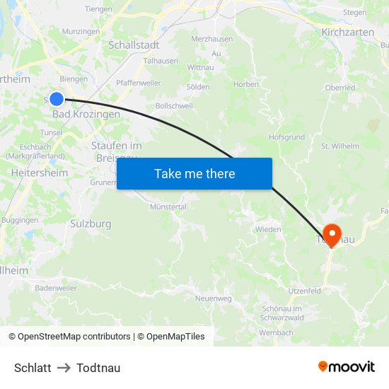 Schlatt to Todtnau map