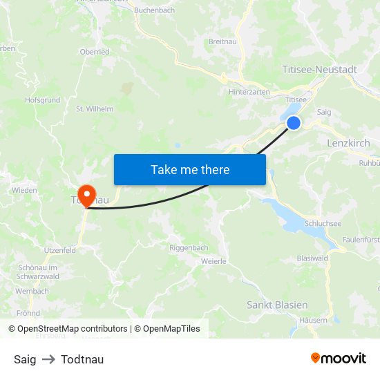 Saig to Todtnau map