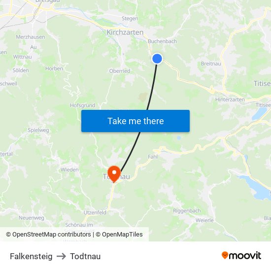 Falkensteig to Todtnau map