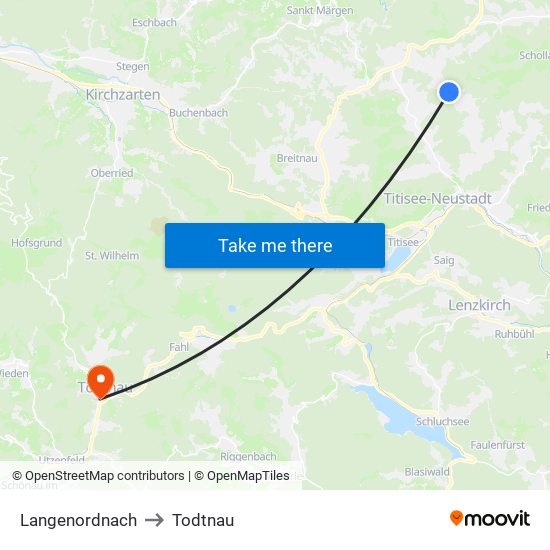 Langenordnach to Todtnau map