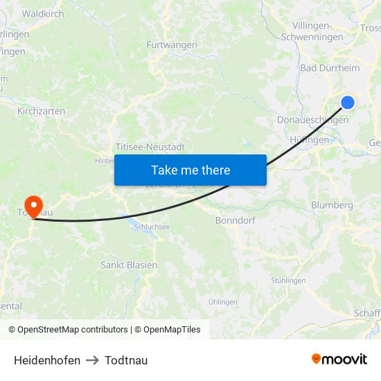 Heidenhofen to Todtnau map