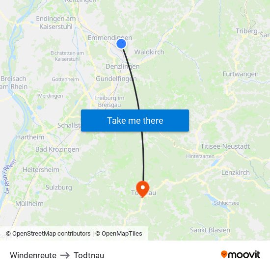 Windenreute to Todtnau map