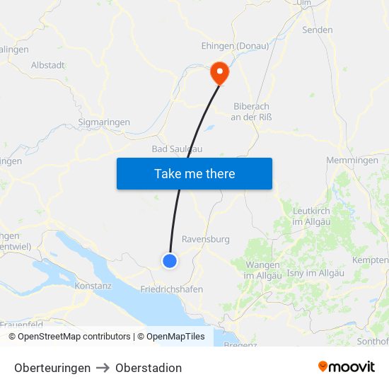 Oberteuringen to Oberstadion map