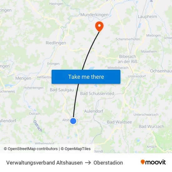 Verwaltungsverband Altshausen to Oberstadion map