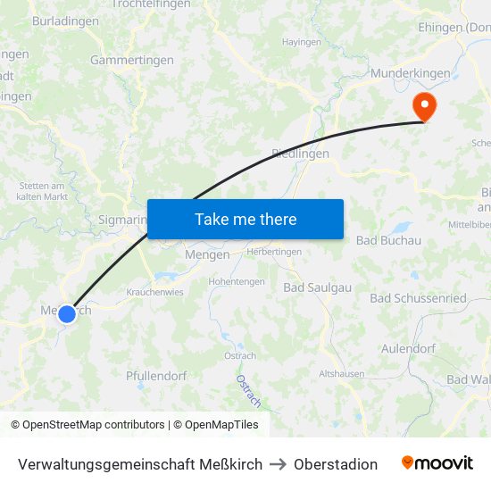 Verwaltungsgemeinschaft Meßkirch to Oberstadion map