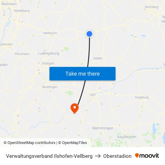 Verwaltungsverband Ilshofen-Vellberg to Oberstadion map