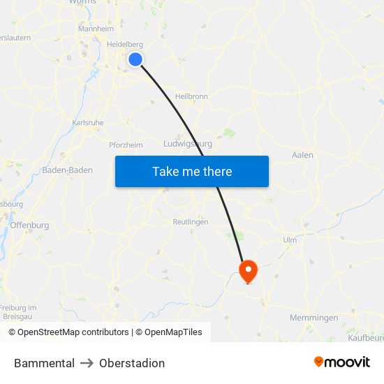 Bammental to Oberstadion map