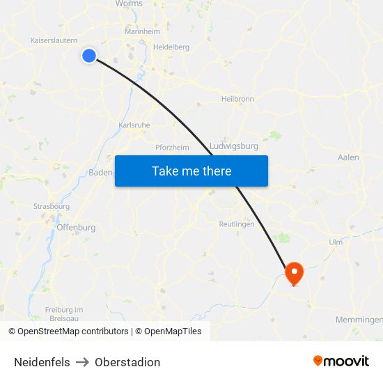 Neidenfels to Oberstadion map