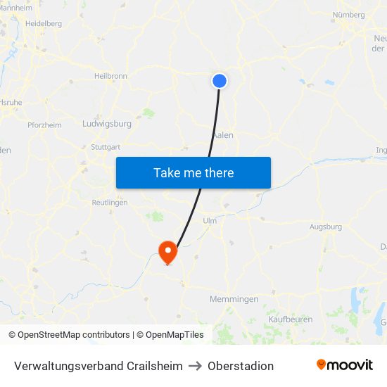 Verwaltungsverband Crailsheim to Oberstadion map