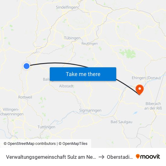 Verwaltungsgemeinschaft Sulz am Neckar to Oberstadion map