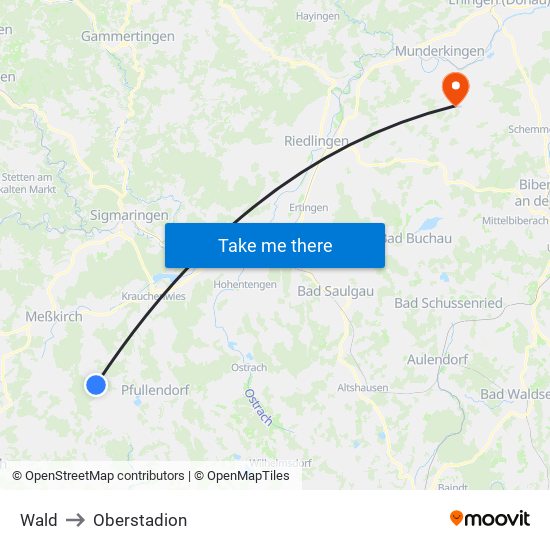 Wald to Oberstadion map