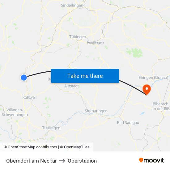 Oberndorf am Neckar to Oberstadion map