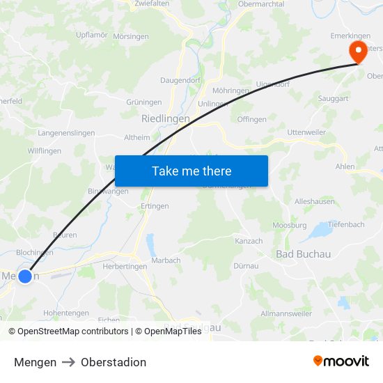 Mengen to Oberstadion map