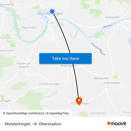 Munderkingen to Oberstadion map