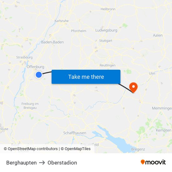 Berghaupten to Oberstadion map