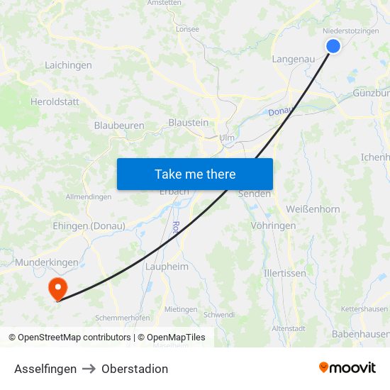 Asselfingen to Oberstadion map