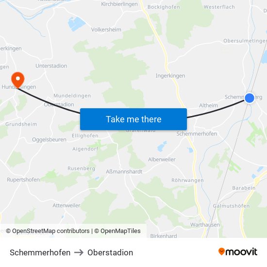 Schemmerhofen to Oberstadion map