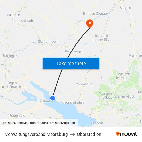 Verwaltungsverband Meersburg to Oberstadion map