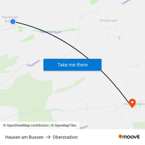 Hausen am Bussen to Oberstadion map