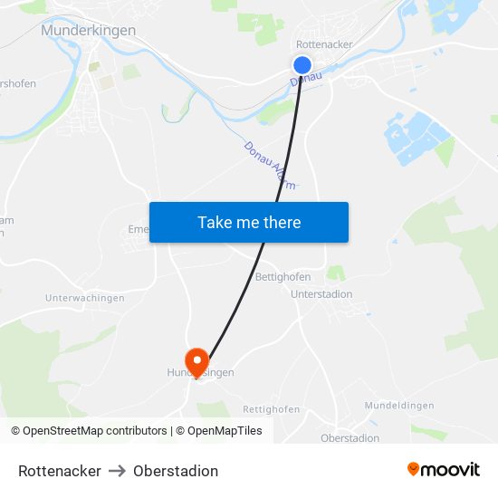 Rottenacker to Oberstadion map