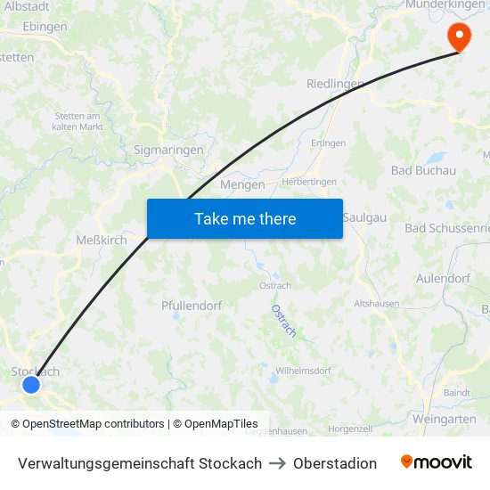 Verwaltungsgemeinschaft Stockach to Oberstadion map