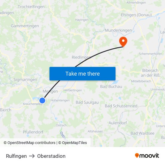 Rulfingen to Oberstadion map