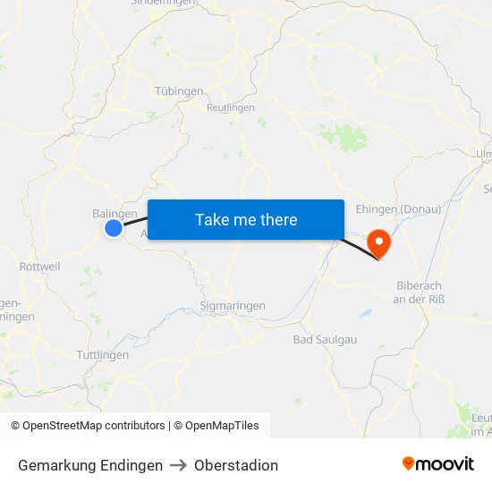 Gemarkung Endingen to Oberstadion map