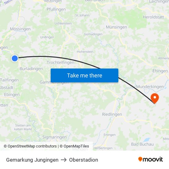 Gemarkung Jungingen to Oberstadion map