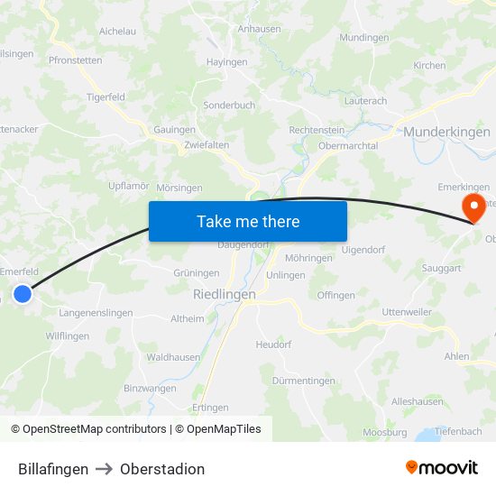 Billafingen to Oberstadion map