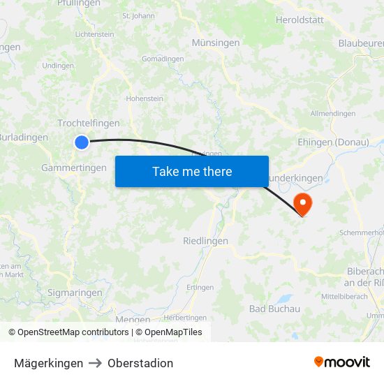 Mägerkingen to Oberstadion map