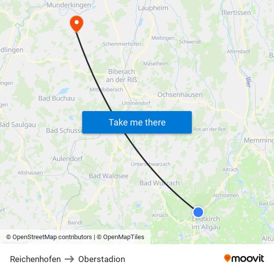 Reichenhofen to Oberstadion map