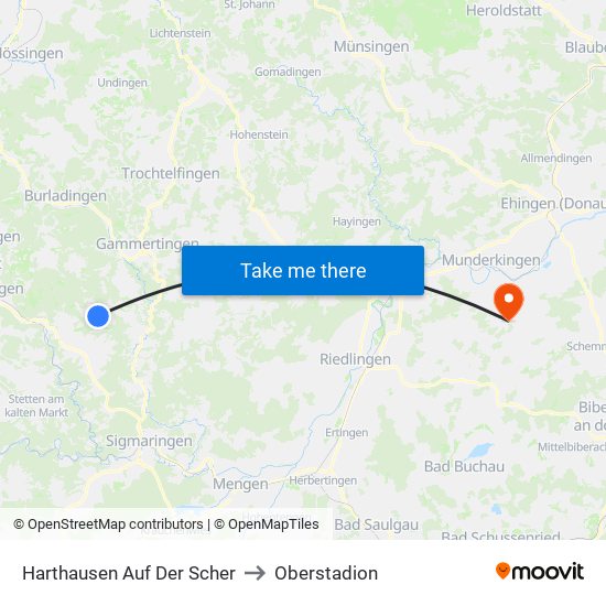 Harthausen Auf Der Scher to Oberstadion map