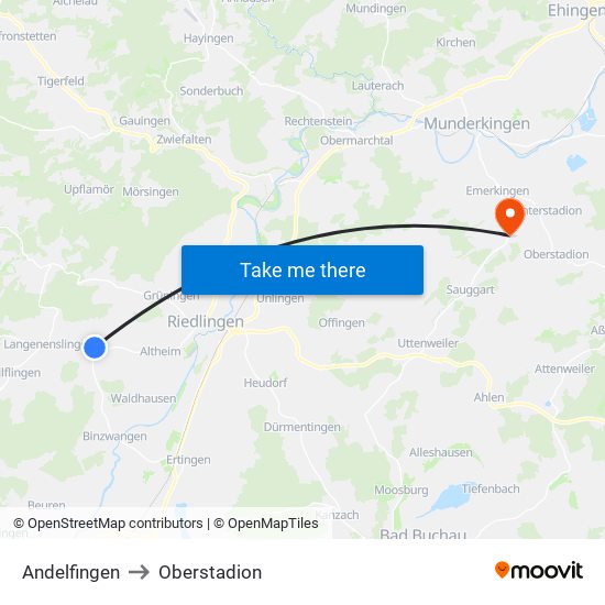 Andelfingen to Oberstadion map