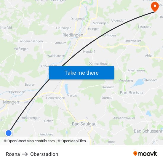 Rosna to Oberstadion map