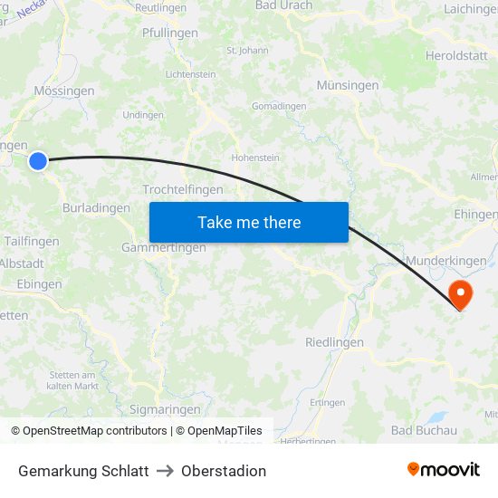 Gemarkung Schlatt to Oberstadion map
