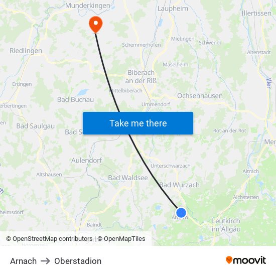 Arnach to Oberstadion map