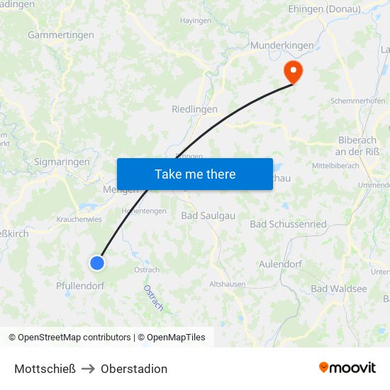 Mottschieß to Oberstadion map