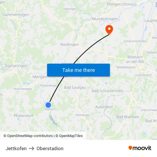Jettkofen to Oberstadion map