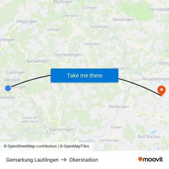 Gemarkung Lautlingen to Oberstadion map