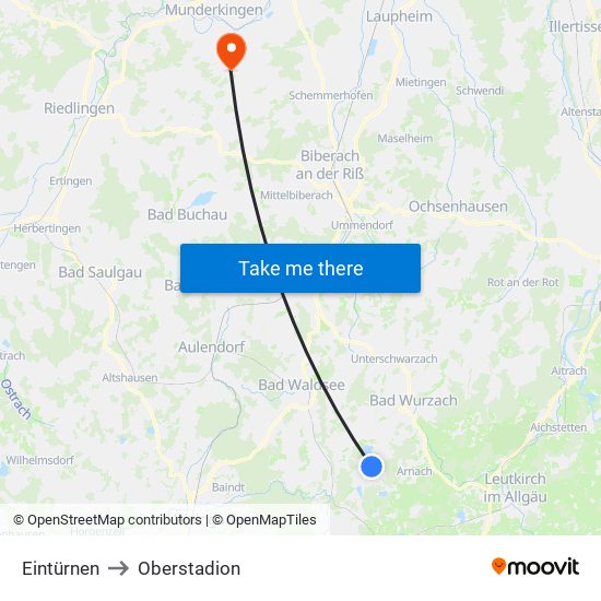 Eintürnen to Oberstadion map