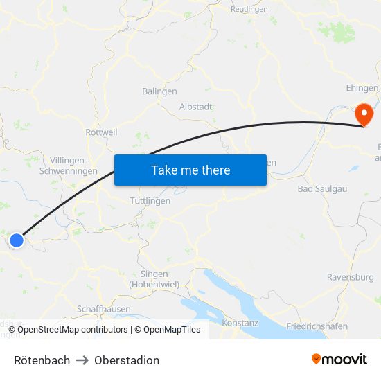 Rötenbach to Oberstadion map