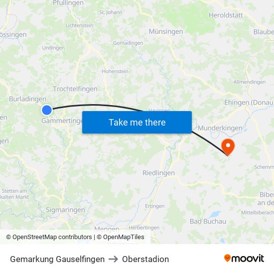 Gemarkung Gauselfingen to Oberstadion map