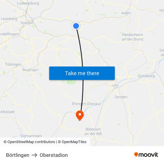 Börtlingen to Oberstadion map