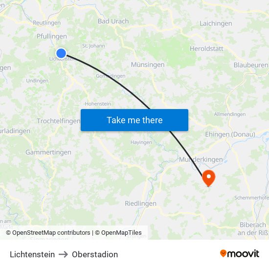 Lichtenstein to Oberstadion map