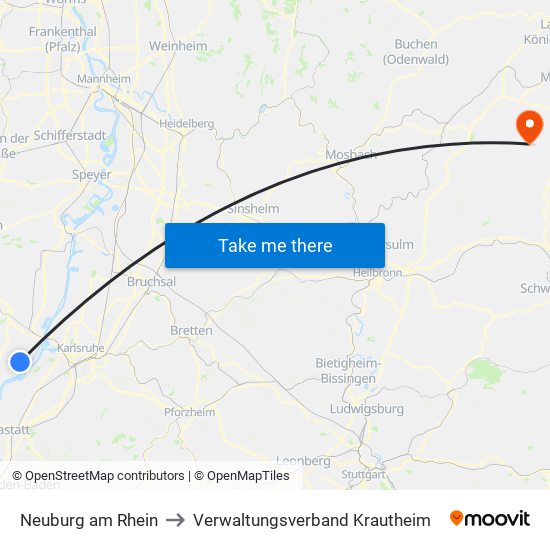 Neuburg am Rhein to Verwaltungsverband Krautheim map