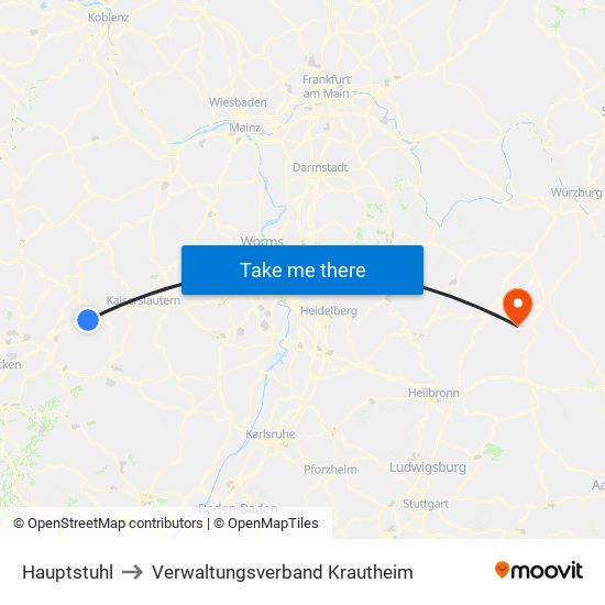 Hauptstuhl to Verwaltungsverband Krautheim map
